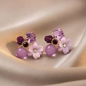 Opal Crystal Flower Stud Earring