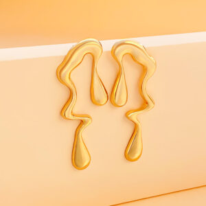 Irregular Water Drops Stud Earrings (Gold)