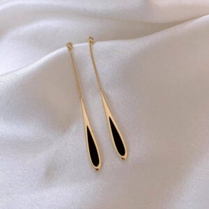 Black Drop Tassel Long Earring
